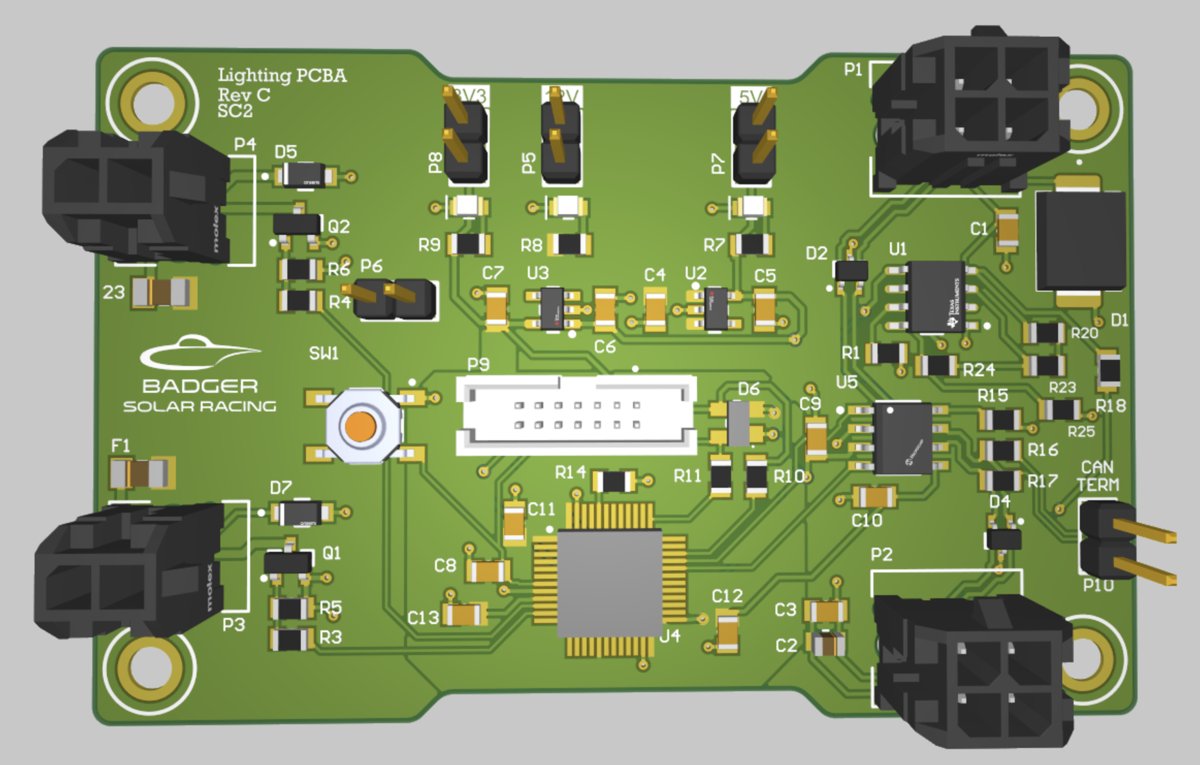 3D render of the redesigned lighting control board PCB in Altium Designer